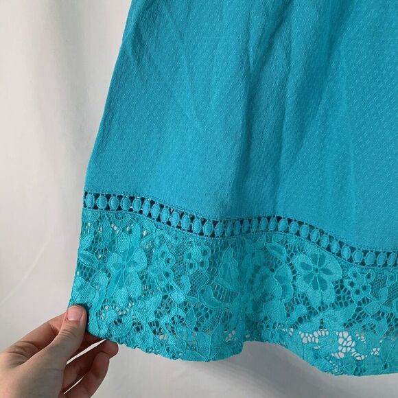 New Ariat Blouse Women's Small Blue Short Sleeve Crotche Round Neck Lightweight - Picture 5 of 9